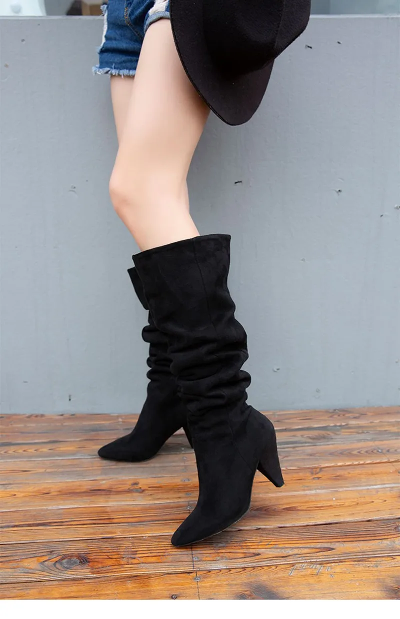 COOTELILI Winter Autumn Ankle Boots For Women  Black Over The Knee Thigh High Boots High Heels Shoes Pumps For Women 35-40 (8)