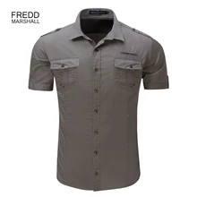 Мужская рубашка летняя новая мужская рубашка карго хлопок однотонная мужская повседневная мужская рубашка в стиле милитари размера плюс S-XL