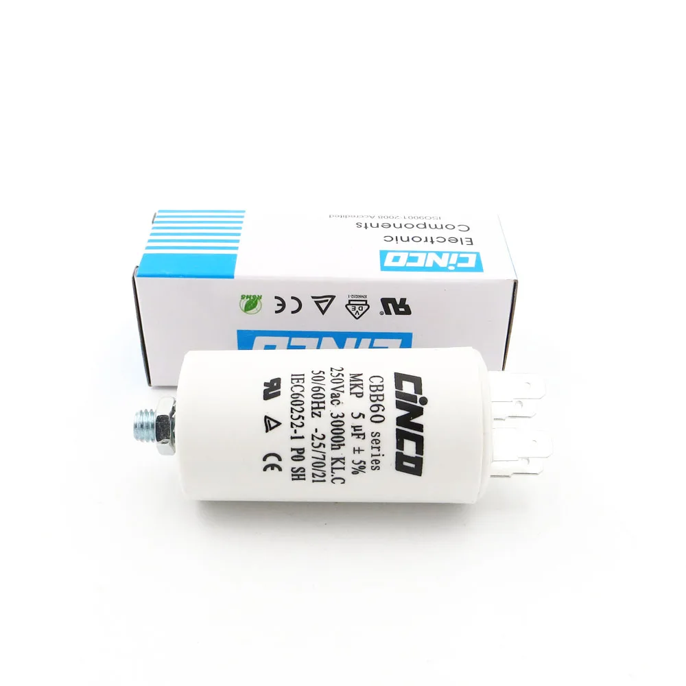Двойной Faston Ac 250V 220V 5MFD 250VAC CBB60 двигатель ходовые конденсаторы 4pin SH DB Водяной насос