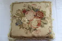 Бесплатная доставка 10 К 18 "x 18" ручной работы Шерсть Кружево Подушка handknotted подушки с цветочным орнаментом без вставки