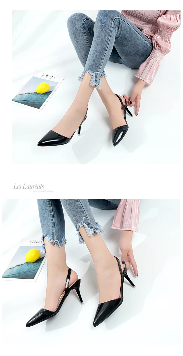 Summer woman High heels shoes Ladies Sexy Pointed Toe pumps Buckle heels dress wedding shoes Thin Heels Zapatos Mujer f026