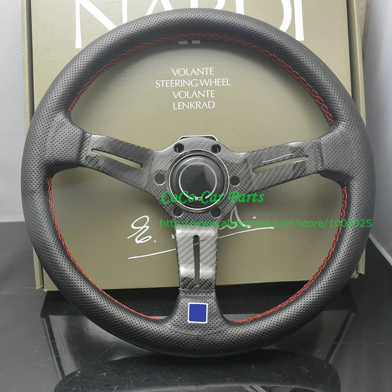 350 мм ND руль из углеродного волокна универсальный из натуральной кожи модифицированный Автомобильный руль