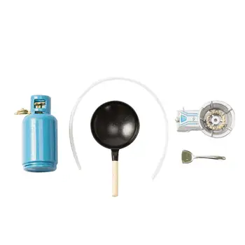 

4Pcs/Set 1/12 Dollhouse Miniature Kitchen Alloy Gas Stove Tank Utensils Tool Toy Cooking Ware Play Toy