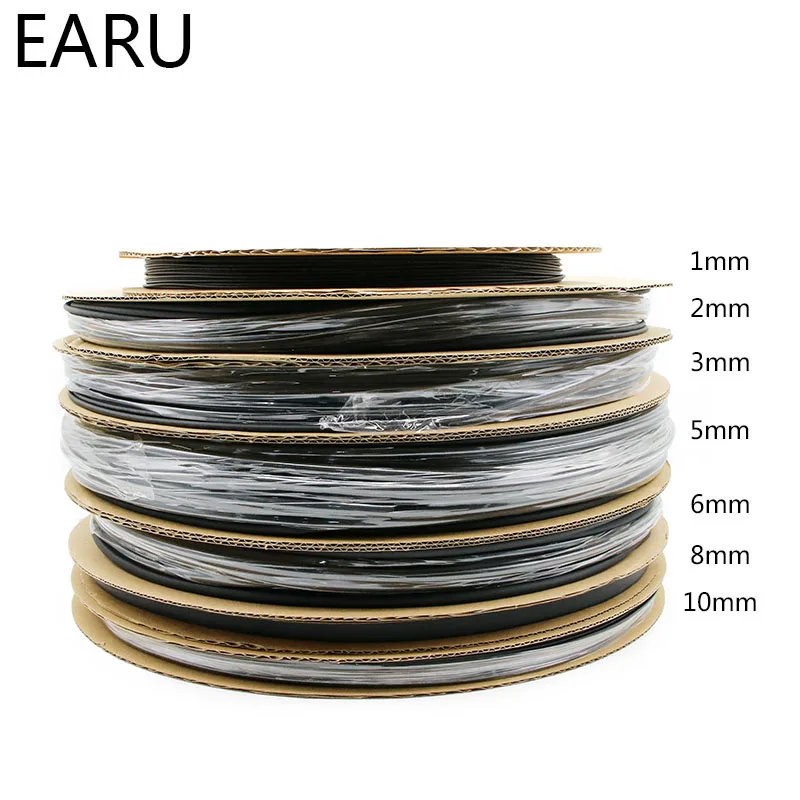 1 Roll Reel 2:1 Black 2 3 5 6 8 10mm Diameter Heat Shrink Heatshrink Tubing Tube Sleeving Wrap Wire Sell DIY Connector Repair |