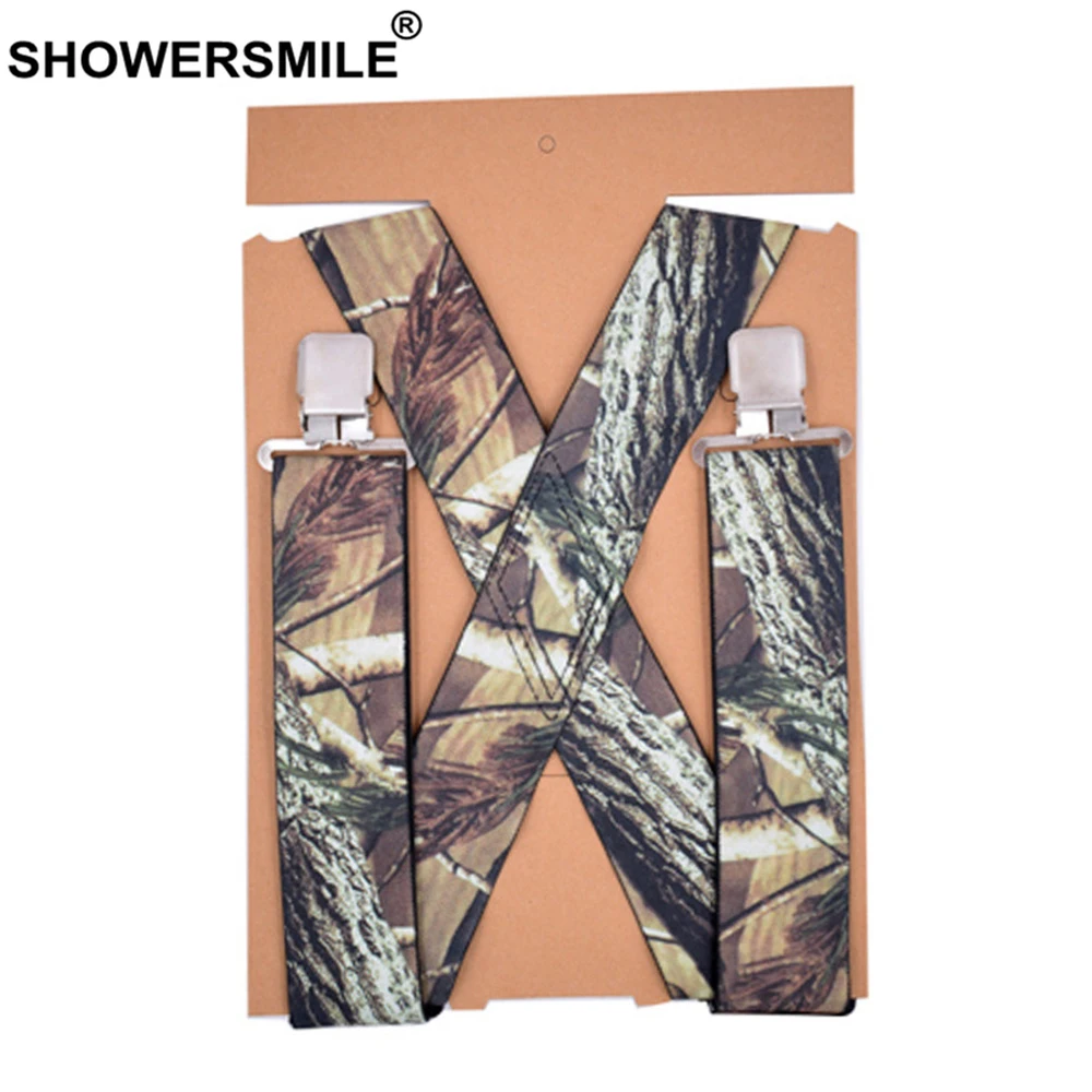 SHOWERSMILE широкие подтяжки мужские эластичные штаны ремни сверхпрочные подтяжки камуфляжные размера плюс Мужская Наружная Подвеска 5 см* 125 см