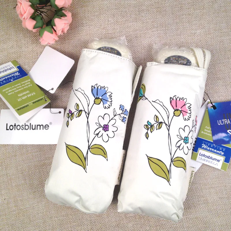 6 шт. Skelekon 5 складной Lotosblume Цветы Карманный Мини Черное Покрытие УФ Защитой Зонтик