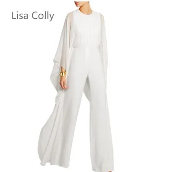 

Lisa Colly Fashion Jumpsuits for Women Long Sleeve O-Neck Women spring summer Chiffon Jumpsuit long trouses Wid leg pants