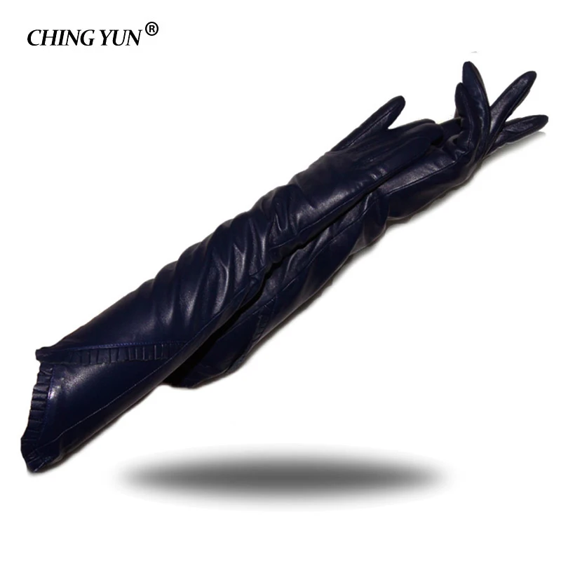 Günstige Winter dame mode schaffell leder handschuhe frauen aus echtem leder handschuhe weibliche lange art warm Halten Arm sleeve Kostenloser versand
