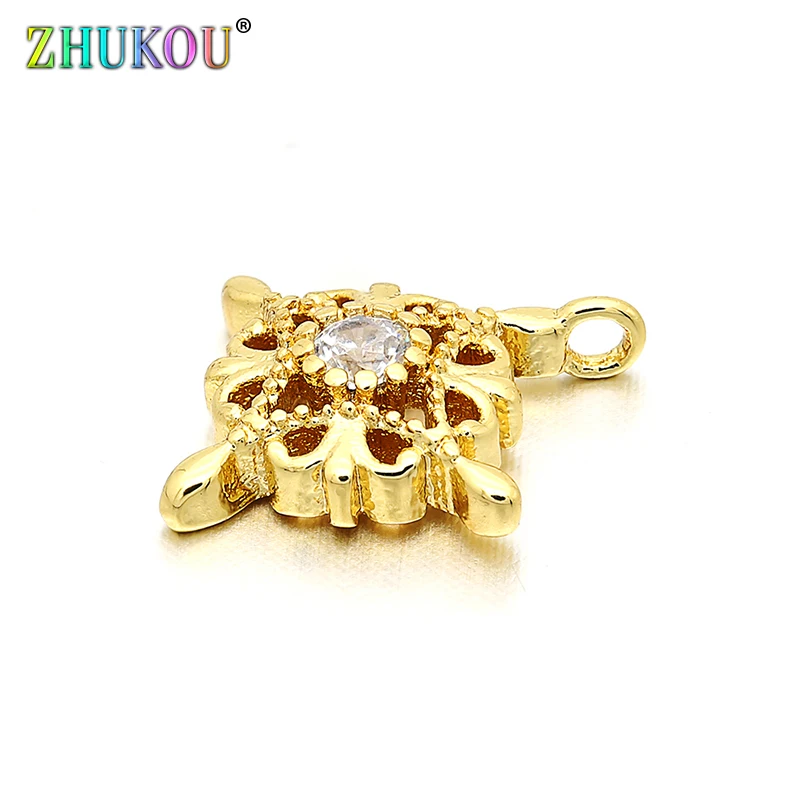 

11*13mm Brass Handmade Cubic Zirconia Pendant for Diy Jewelry Findings Making, Hole:1mm, Model: VD4