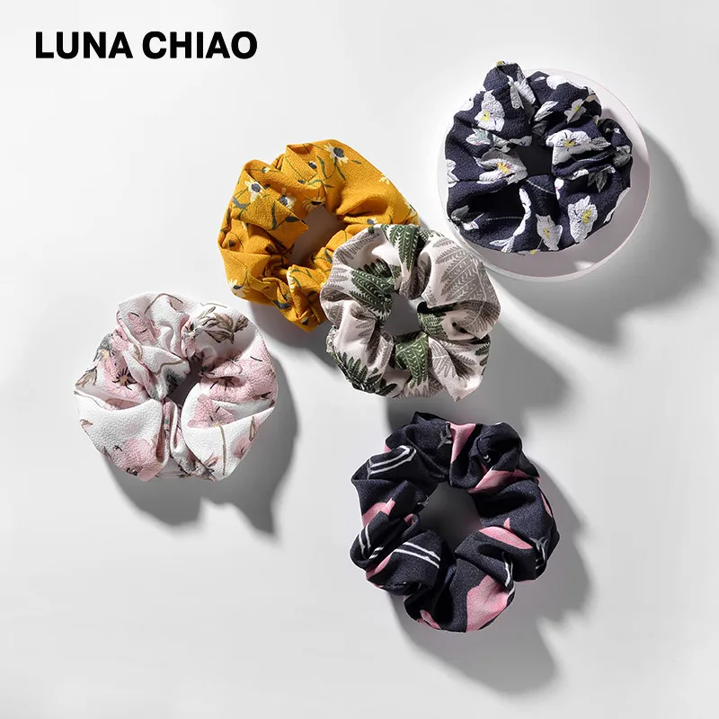 LUNA CHIAO модные аксессуары для волос Bijoux для женщин Цветочные Фламинго полосатые печатные ткани Scrunchie для девочек