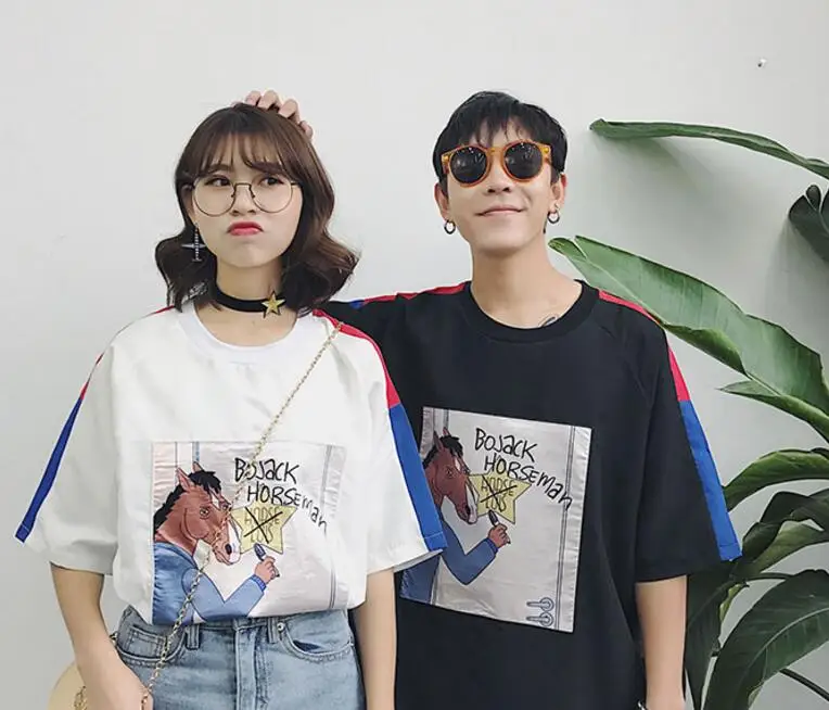 Новая коллекция Весенняя Повседневная футболка для пар модная Harajuku Ulzzang в