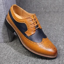Г., туфли-оксфорды мужские туфли-броги обувь из воловьей кожи на шнуровке, деловая Свадебная модельная обувь мужская официальная обувь
