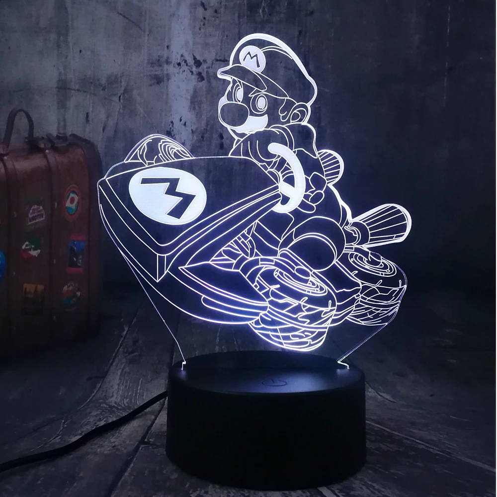 L/ámpara de ilusi/ón de luz nocturna Juego de novedad Super Mario Multicolor 3D Led USB L/ámpara de escritorio Decoraci/ón para el hogar Ni/ño Ni/ño Juguetes Cumplea/ños Navidad A/ño nuevo Regalo