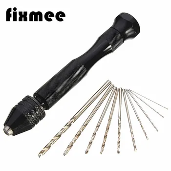 

Hot Sale 10pcs Twist Drill Bit Mini Micro Aluminum Alloy Hand Drill With Keyless Chuck Woodworking Drilling Rotary Tools