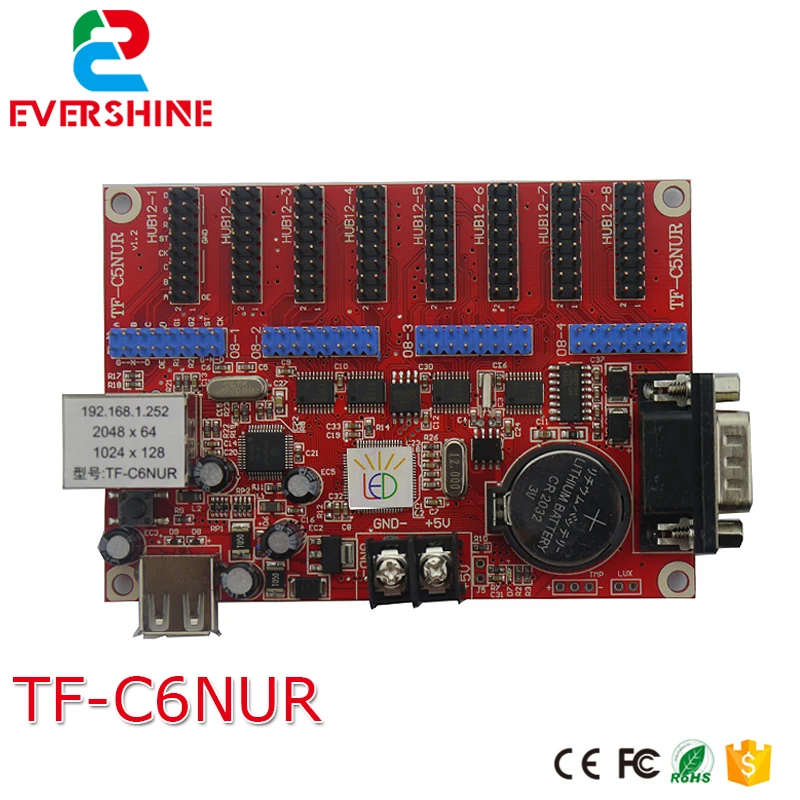 TF-C6NUR (TF-C5NUR) LED дисплей экран управления карты с RJ45 Интернет и USB драйвер RS232 порты |