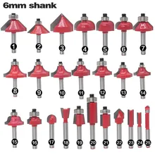 1 шт. 6 мм хвостовик Классическая угловая круглая бухта коробка фрезы C3 Карбид очистка заподлицо отделка древесины фрезы прямые концевые фрезы