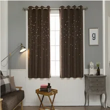 ZHH Hollow Curtains for Living Room Modern Bedroom Decorations Solid Window Treatments Star Pattern Blackout Curtains Panel