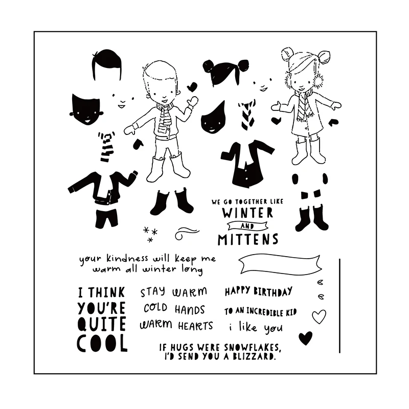 

Winter Boy and Girl Silicone Clear Stamps/Seal For DIY Scrapbooking Decorative Card Making Craft Fun Decoration Supplies