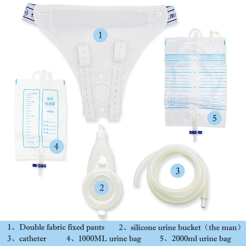 Cofoe Male/Elderly Urine Collector Reuseable Urinal Bag Silicone Piss