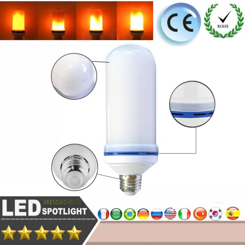 

LED Bulbs E27 Creative 4 modes+Gravity Sensor Flame Lights 15W 20W Flickering Emulation Decor Lamp AC85-265V LED Flame Lights