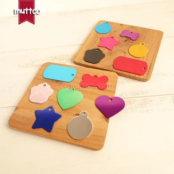 

500pcs/lot Freeshipping simple metal blank Aluminum Pet Name Tag Custom Engraved Dog cat Name Phone Number dog ID Tag 10 colors