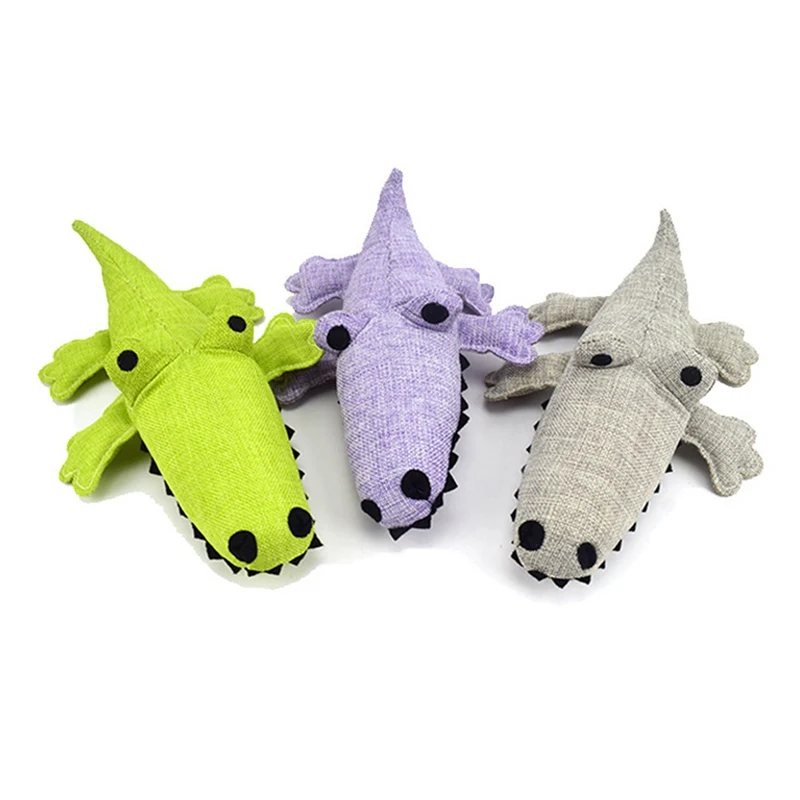 

2019 Pet Dogs Molar Squeak Toy Flax Cartoon Animals Chew Toy for Cleaning Teeth Training IQ, Purple/Grey/Green