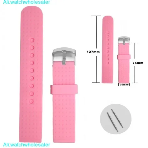 20mm Touching Pink Silicone Jelly Rubber Ladies Watch Band Straps WB1053A20JB
