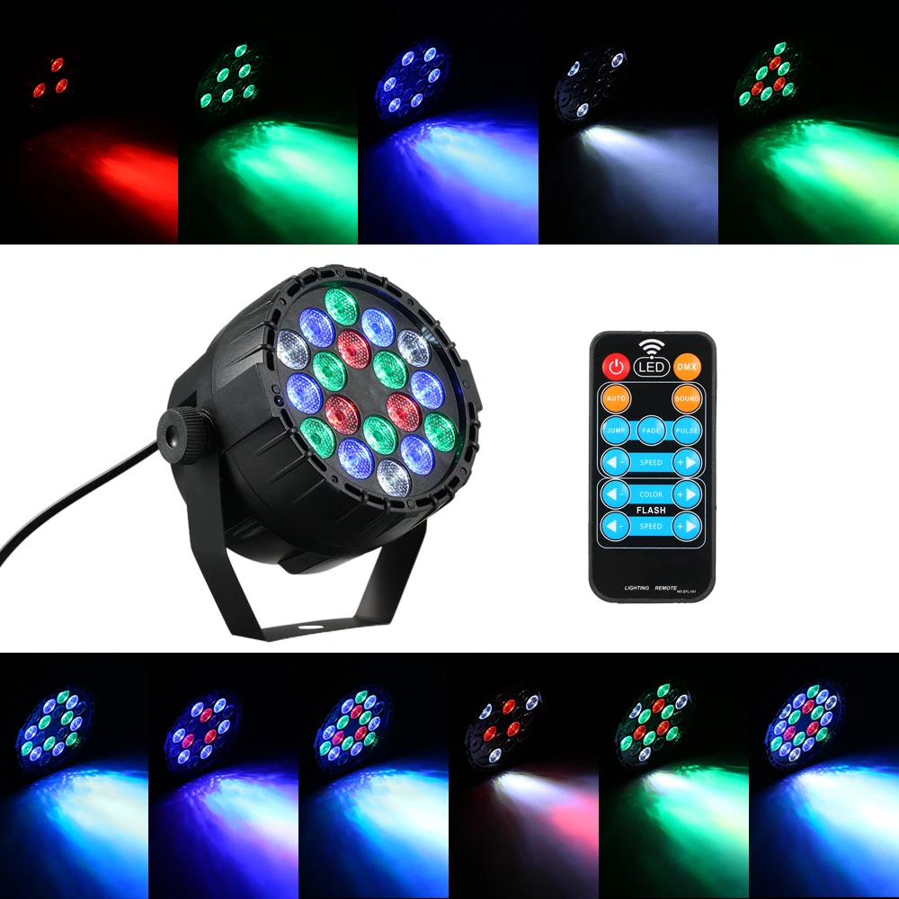 

DMX 512 Disco Light Dream Color Lighting 18LEDs RGBW Stage Light Mini Par Lights Disco Lamp for Club DJ Show Home Party Ballroom