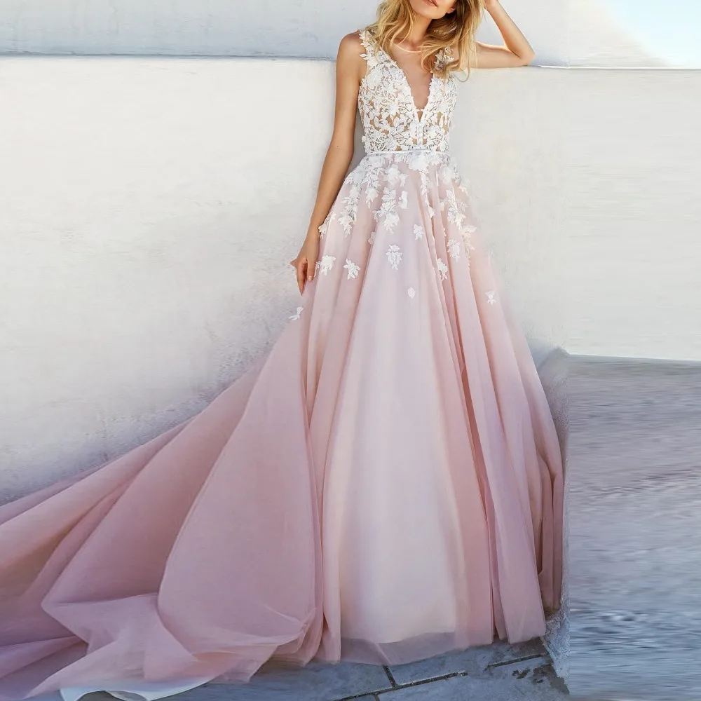 

Chic Open Back Evening Dress Long A Line Appliques Beaded Formal Dress Girl Backless Prom Dress Party Gown rode de soiree