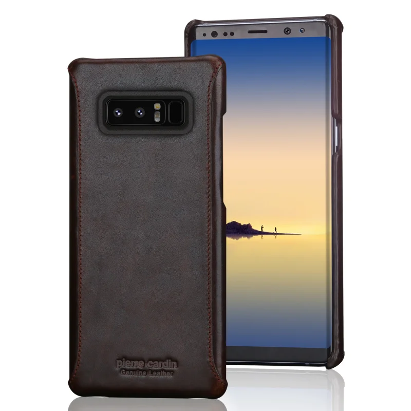 Чехол Pierre Cardin для samsung Galaxy Note 8, чехол на заднюю панель, Винтажный чехол из натуральной кожи для samsung Galaxy Note 8, сумка - Цвет: coffee