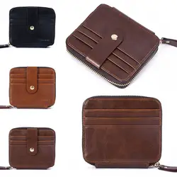 Мужские короткие кожаные ID кредитных карт держатель кошелек сумка кошелек высокого качества дизайн Hasp сплошной цвет карты сумки длинные