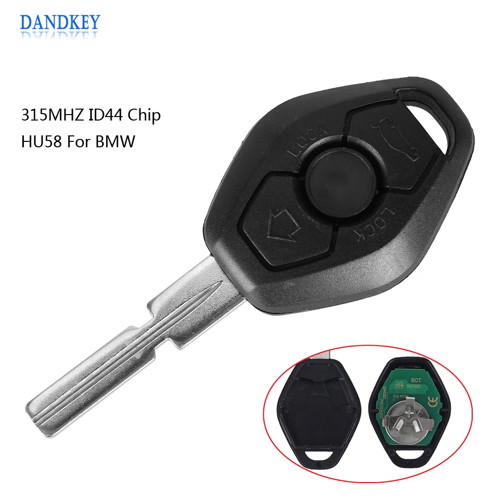Dandkey черный Дистанционное управление ключ 3 Кнопки 315 мГц ID44 чип HU58 для BMW 5 7 серии