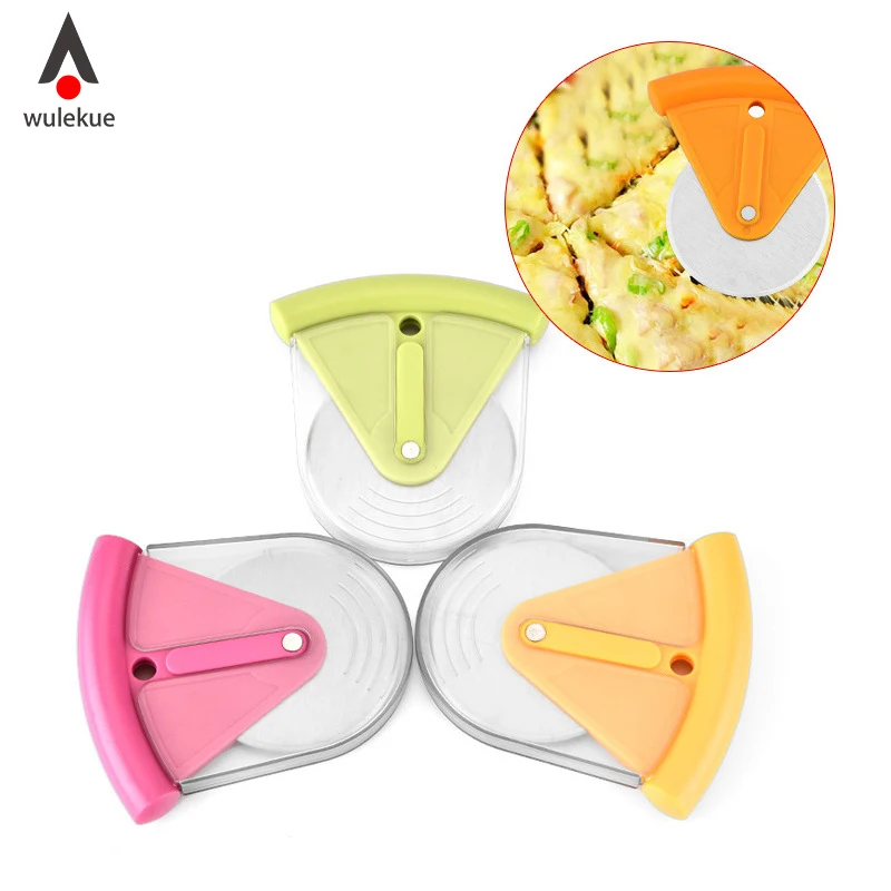 

Wulekue Mini Pizza Cutter Plastic Handle Round Shape Stainless Pastry Pasta Dough Crimper Non-stick Knife Pizza Tools