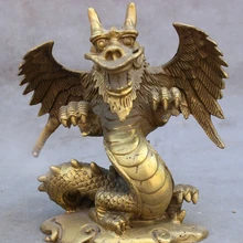 Песня voge gem S4186 Народные Китайский Год Зодиака Латуни Бог Богатства Повезло Flying Dragon Людей Статуя