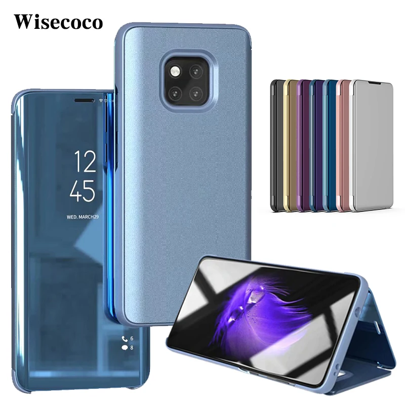

Luxury Flip Stand Case for Huawei Mate 20 Pro Leather Clear View Mirror 360 Hard Full Cover Huwei Mate20 Plus Mate 20 Lite Capa