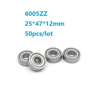 

50pcs/lot 25x47x12mm 6005ZZ 6005Z 6005 Z ZZ 25*47*12mm Double metal cover Deep Groove Ball bearing