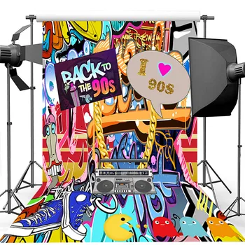 

Neoback Back to The 90s Backdrop Graffiti Wall Hip Pop Photography Backdrops I Love 90s Birthday Background Party Studio Props