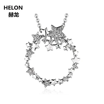 شراء0.17ct SI2/H الماس النساء المعلقات الصلبة 14 K الذهب الأبيض الطبيعي النجوم رومانسية قلادة لا قلادة غرامة مجوهرات
