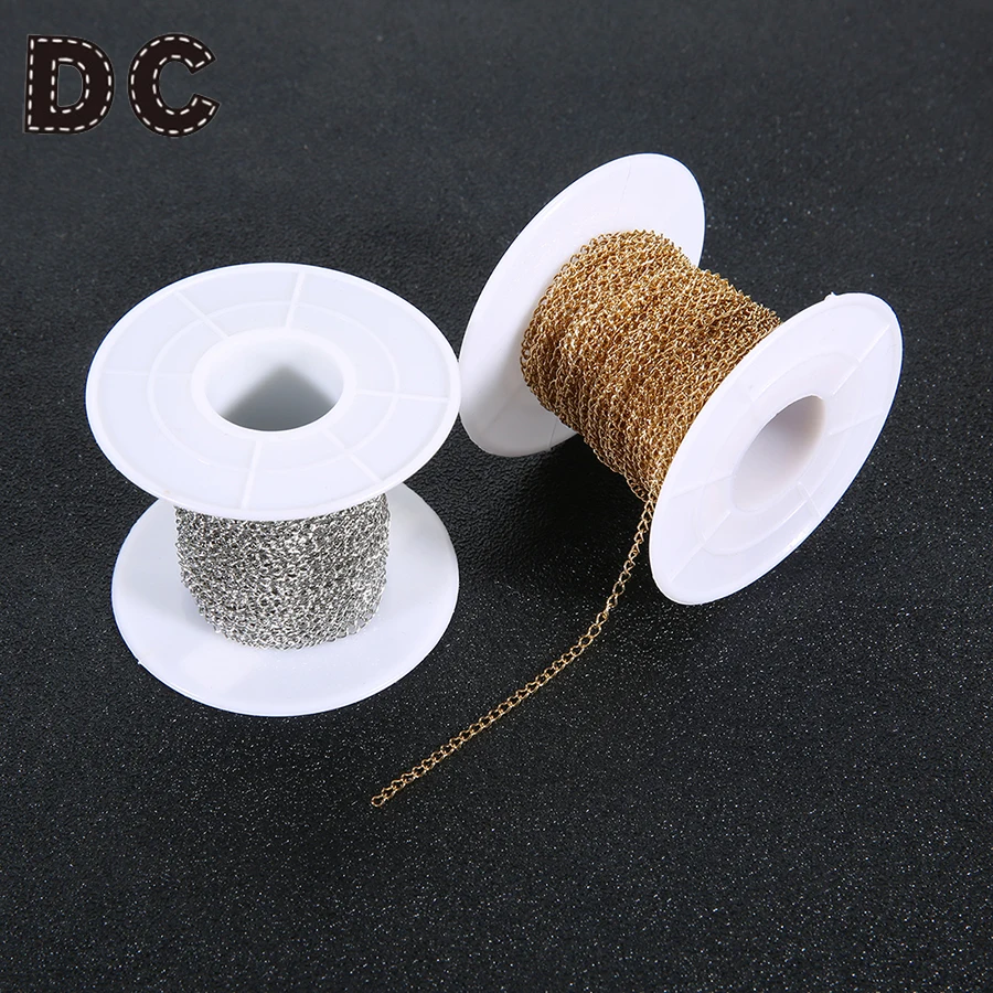 DC Stainless Steel Necklace Chains 10yard/roll Diy Metal Extender End Chain Necklaces Gold Color for DIY Jewelry Making Findings | Украшения