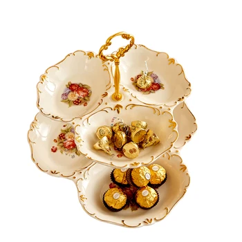 

Ceramic fruit plate modern creative living room European snack tray multi-layer dried fruit plate snack plate candy plate