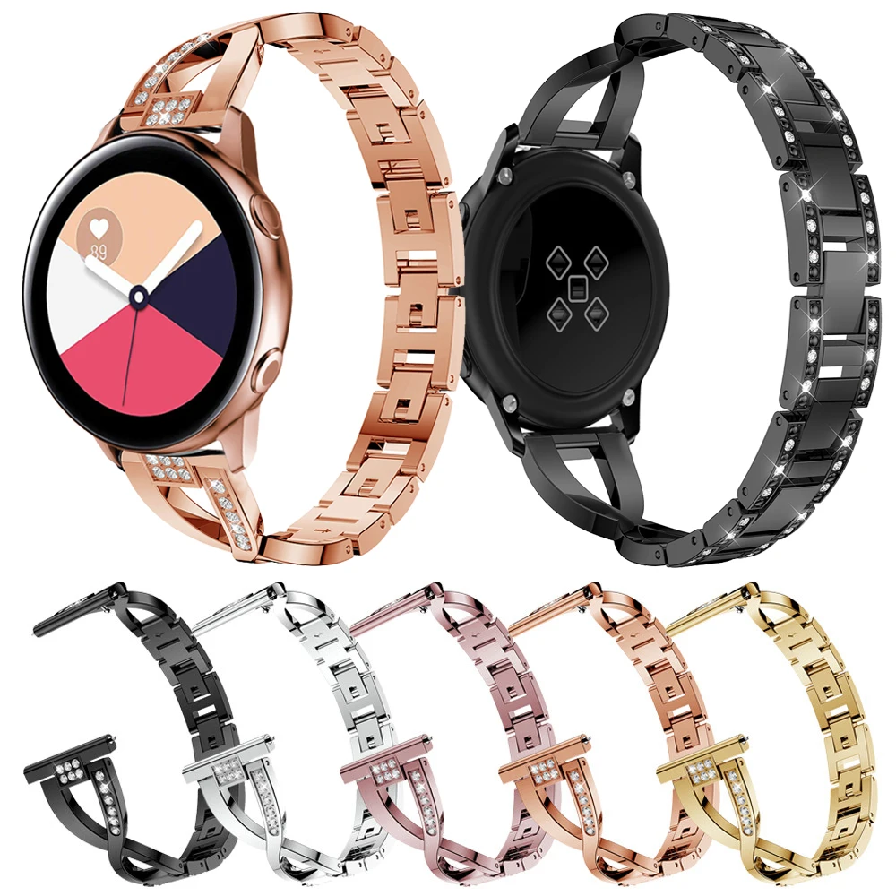 

for Samsung Galaxy Watch Active Strap Alloy Steel Rose Gold for Galaxy Watch Active Bracelet Watch Bands 20mm Watch Band