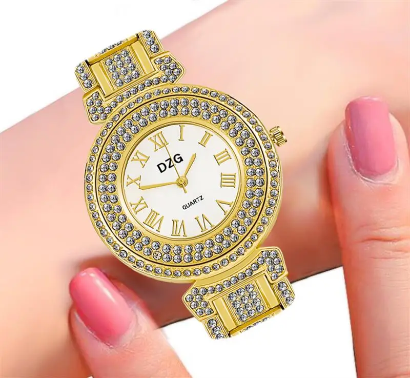 

new arrival bling watch women's luxury diamond quartz wristwatch fashion lady silver gold roman number watches reloj mujer