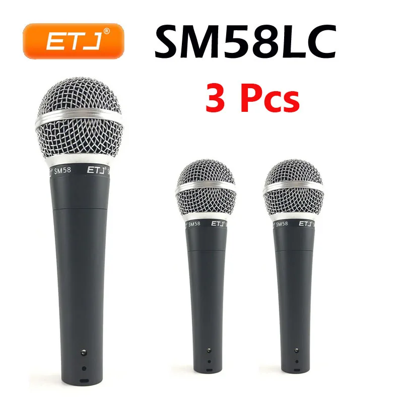 

ETJ Microphone 3 Pcs SM 58 Karaoke Wired Microphone Dynamic KTV Microphones SM58LC No Switch
