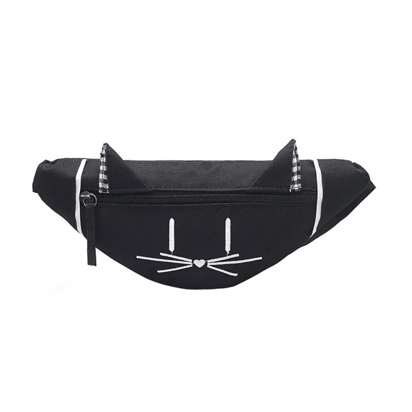 Mnycxen/Детские поясные сумки; детская поясная сумка; нагрудная сумка с изображением кота из мультфильма для мальчиков и девочек; Детские поясные сумки для денег; поясная сумка Kawaii; A20 - Цвет: Черный