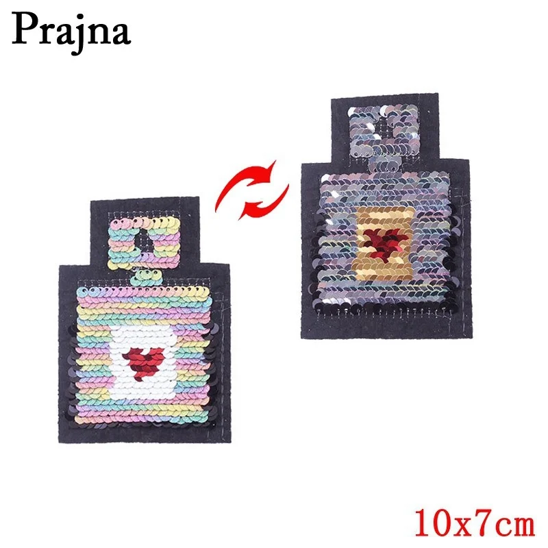 Prajna, радужные нашивки с единорогом с блестками, Двусторонняя наклейка с изменением цвета, нашивка в полоску на ткани, нашивка с изображением кота поросенка для одежды DIY