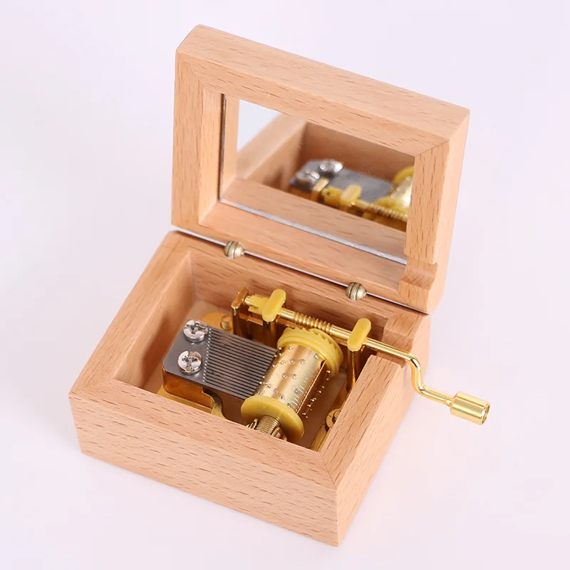 

Handmade music box DIY Hand-cranked yellow Elm Wood Valentine's Day present Christmas gift new year gift kids toys