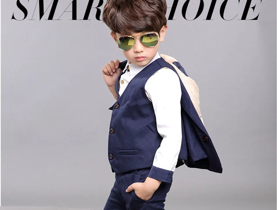 Spring And Fall Formal Children Boy Suit Boy Custom Suit Dress Costume Boy Wedding Children's Wear Three-Piece Set