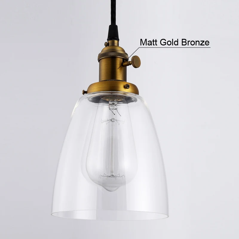 Винтажные подвесные светильники стеклянные промышленные подвесные лампы подвесное освещение стеклянные абажуры освещение люстры для столовой - Цвет корпуса: matt gold bronze