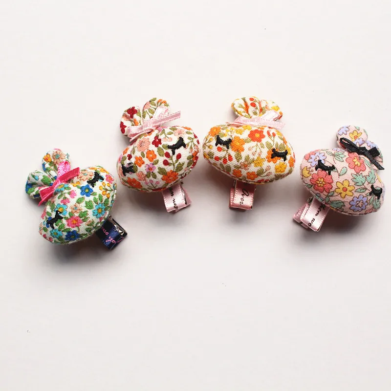 

12pc/lot Korean Felt Mini Size Hair Clips Cute Cartoon Hairpin Top Quality Animals Rabbit Head Lovely Hair Barrettes Pink Hair