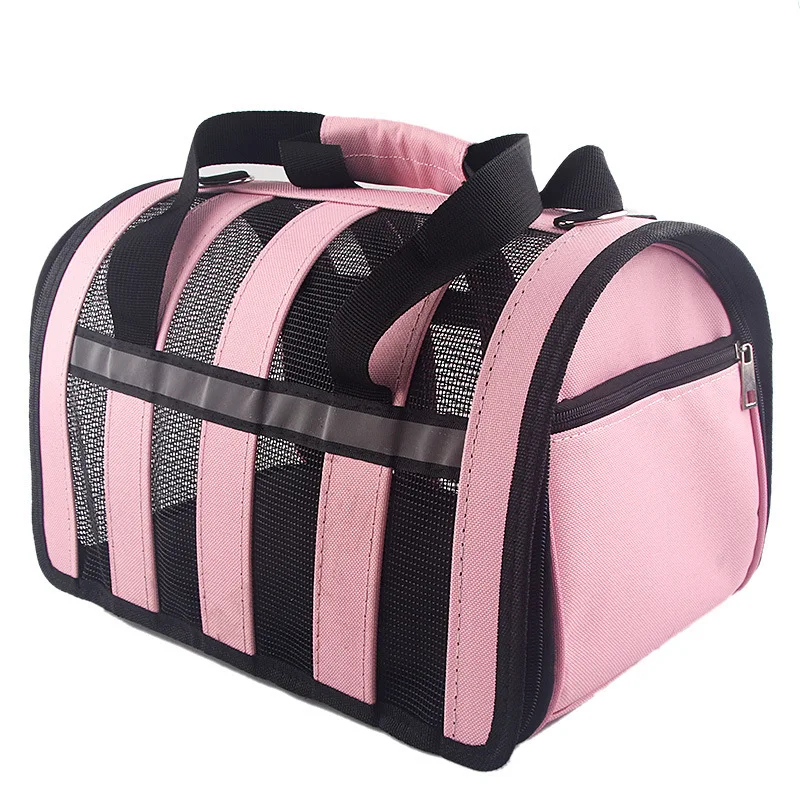 Переносная сумка для питомцев кошек, сумка для прогулок, летняя дышащая сумка для собак, рюкзак для путешествий, клетка для кошек, переноска для собак, дышащая сумка для щенков - Цвет: pink